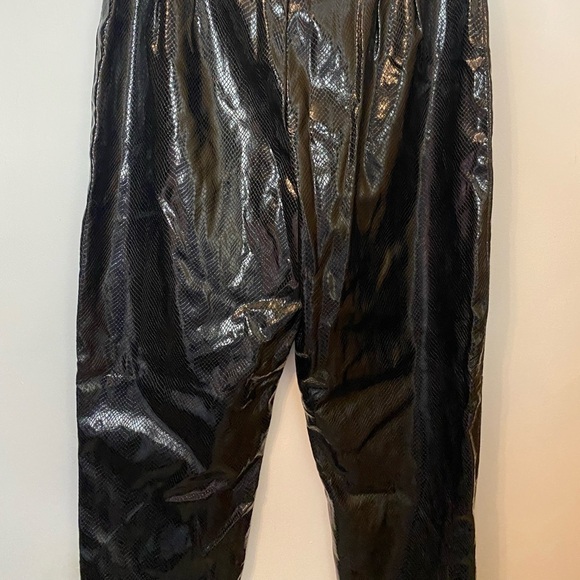 1980s Black Snake Skin Pleather High Waisted Pants - Picture 8 of 13